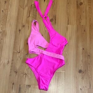 SHEIN Women's Pink One Piece Swimsuit